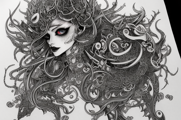 Female Elven Woman Oni Intense Elaborate Intricate Comprehensive Detailed Gorgeous Vibrant tattoo idea