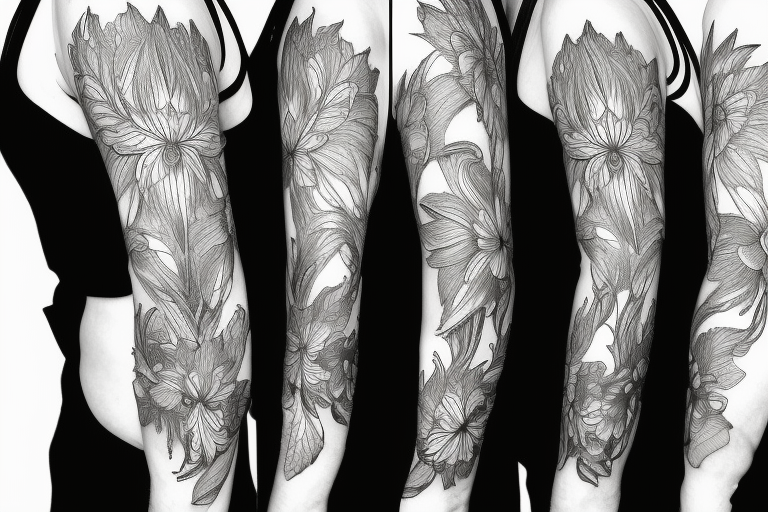 Sleeve outline by Scott Sylvia - Japanese and Asian Tattoos - Last Sparrow  Tattoo