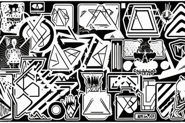 acid rave music synthwave style, 2d digital vector art finelinestyle illustration tattoo idea