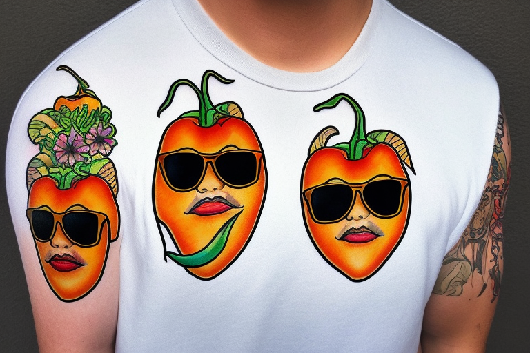 Habanero with a mullet wearing sunglasses tattoo idea