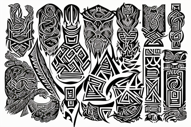 Tribal Thorns Runic Barbs Glyphic Vivid Elaborate Intricate Stoic Comprehensive tattoo idea