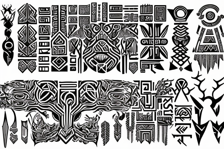 Tribal Thorns Runic Barbs Glyphic Vivid Elaborate Intricate Stoic Comprehensive tattoo idea