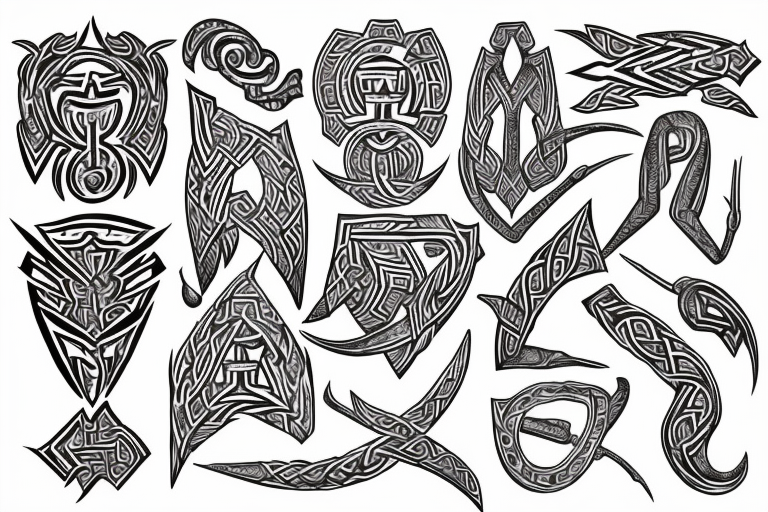 Tribal Thorns Runic Barbs Glyphic Vivid Elaborate Intricate Stoic Comprehensive tattoo idea