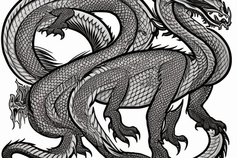 Dragon Glyphic Vivid Elaborate Intricate Stoic Regal Imperial tattoo idea