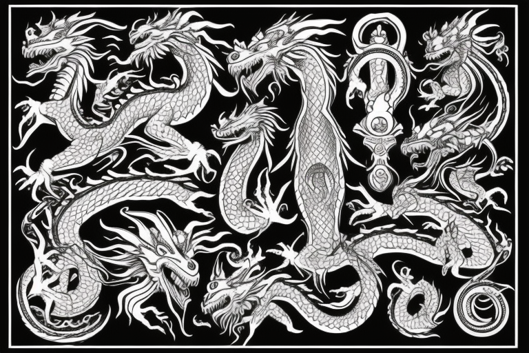 Dragon Glyphic Vivid Elaborate Intricate Stoic Regal Imperial tattoo idea