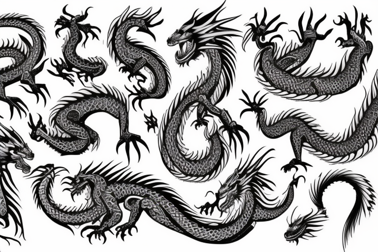 Dragon Glyphic Vivid Elaborate Intricate Stoic Regal Imperial tattoo idea