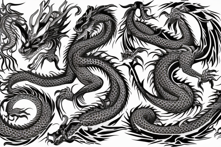 Dragon Glyphic Vivid Elaborate Intricate Stoic Regal Imperial tattoo idea