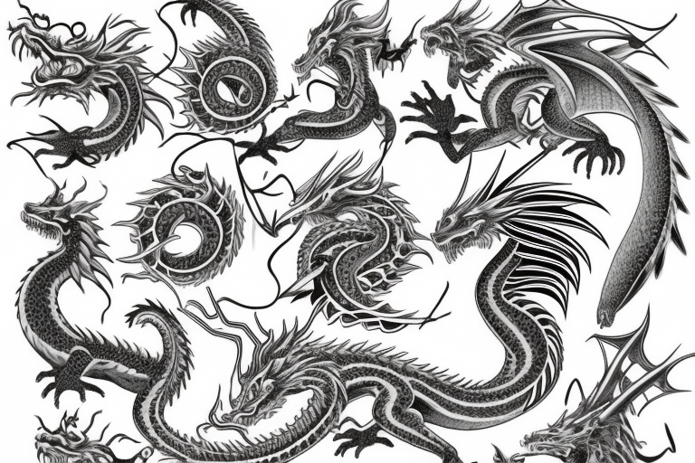 Dragon Glyphic Vivid Elaborate Intricate Stoic Regal Imperial tattoo idea