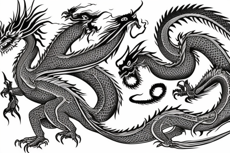 Dragon Glyphic Vivid Elaborate Intricate Stoic Regal Imperial tattoo idea