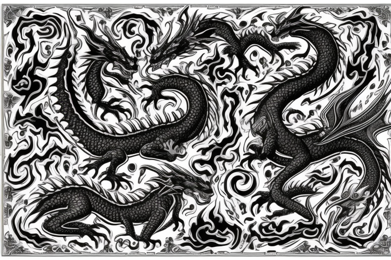 Dragon Glyphic Vivid Elaborate Intricate Stoic Regal Imperial tattoo idea