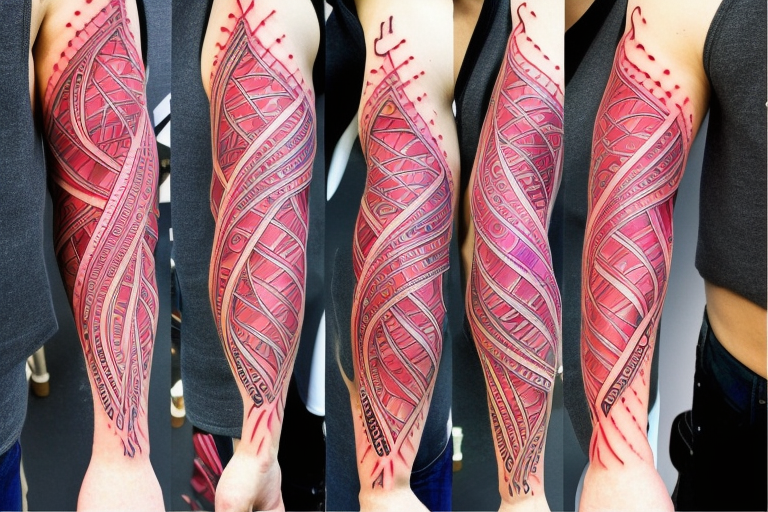 DNA helix colored with blurry edges on the forearm tattoo idea