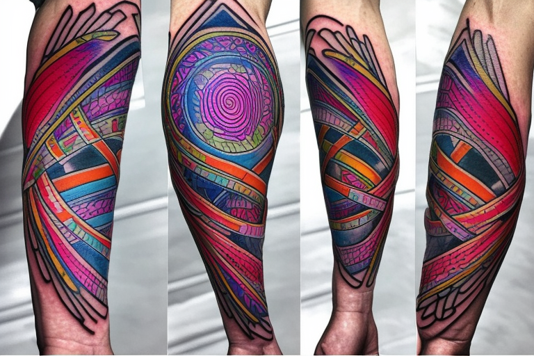 DNA helix colored with blurry edges on the forearm tattoo idea | TattoosAI