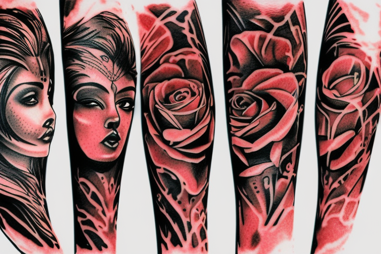 Art Immortal Tattoo : Tattoos : Flower : Lion & Traditional Rose