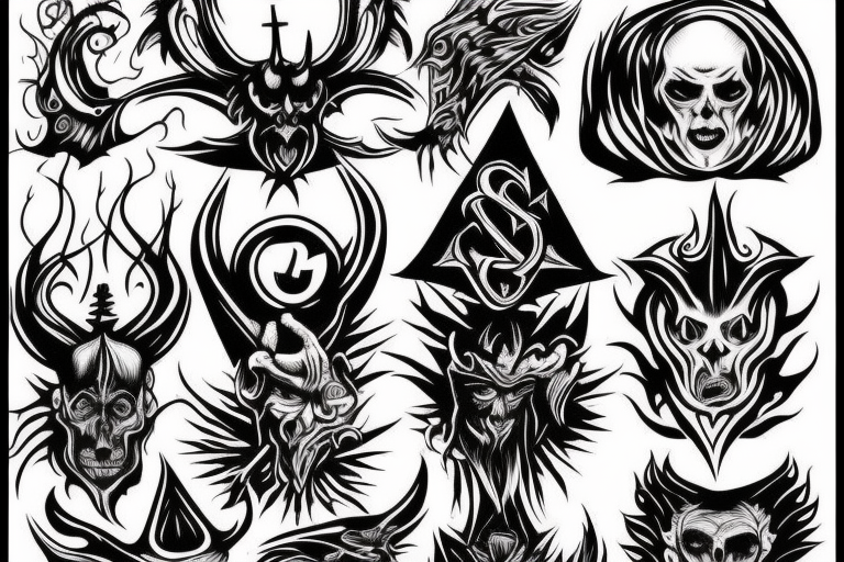 two satanic figures one darker and more sinister than the other tattoo idea