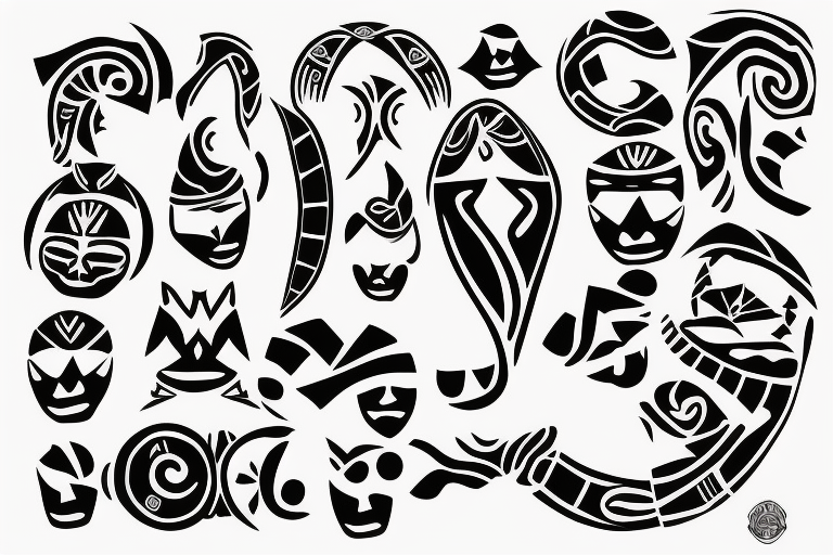 Taino coqui arm sleeve tattoo idea