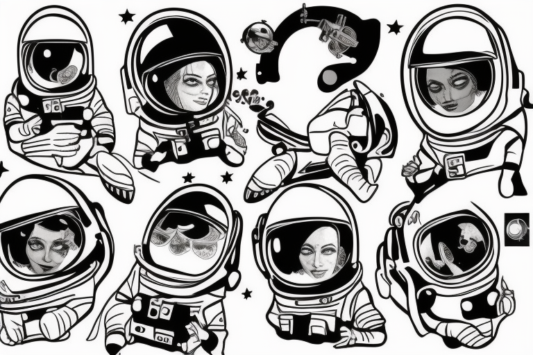 squelette dans astronaute tattoo idea