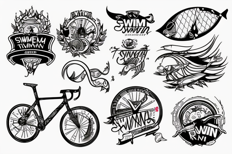 design me a tattoo that shows the triathlon events of swim bike and run tattoo idea