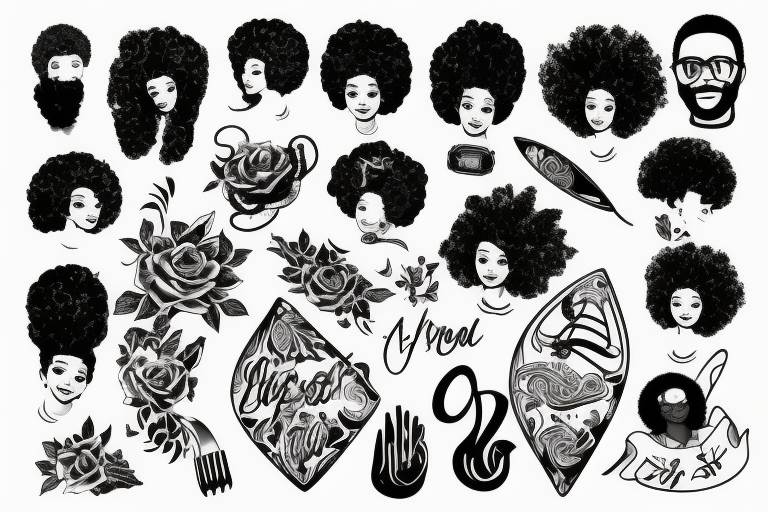 Afro with a a pick inside tattoo idea