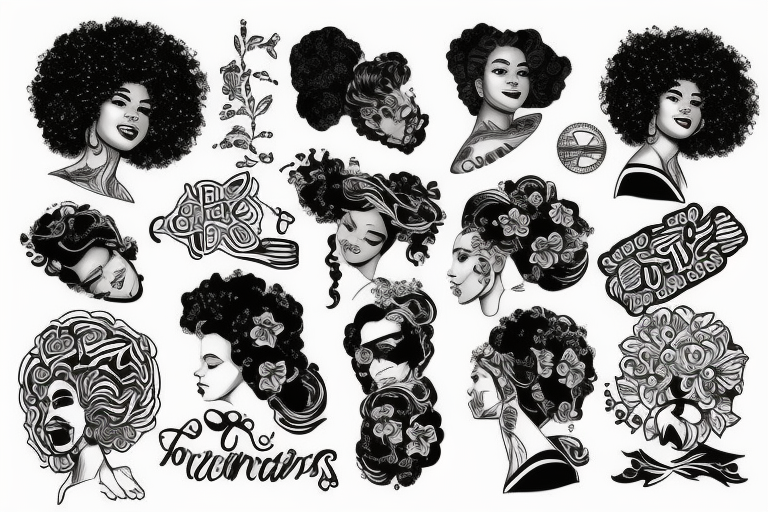 Afro with a a pick inside tattoo idea