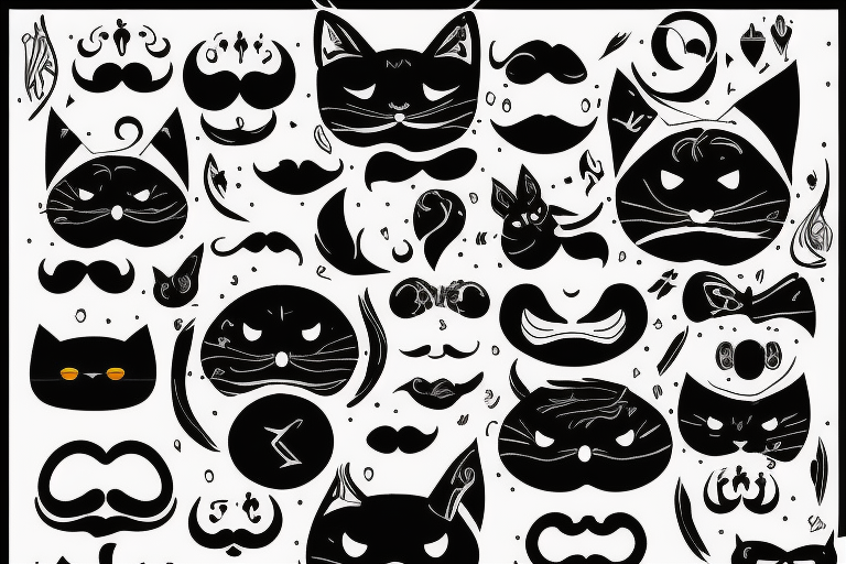 chat noir avec de grande moustache tattoo idea