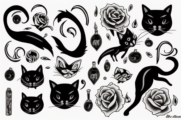 Black cat vampire tattoo idea