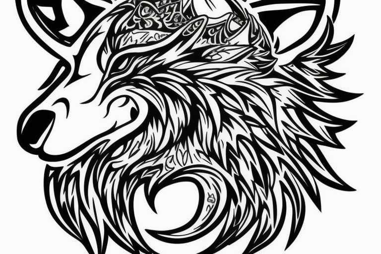 Art Deco Wolf Tattoo Design Turning Head, Sign Drawing, Tattoo, Creative  Tattoo PNG Transparent Clipart Image and PSD File for Free Download