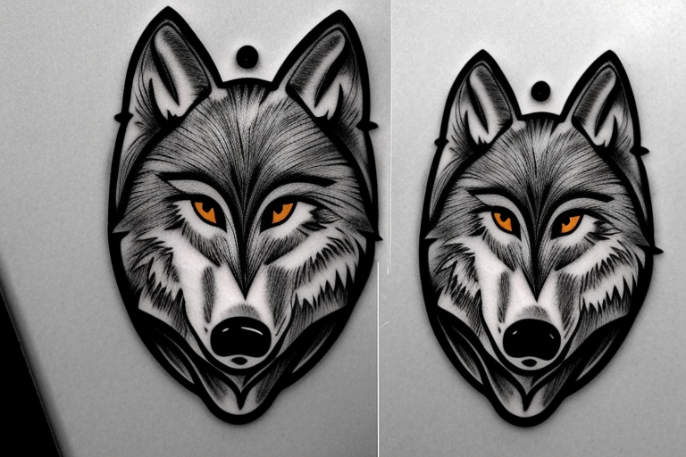 Wolf head seen from the side, cool young, cartoon style... hairy... within a badge... wolf brotherhood tottem tattoo idea