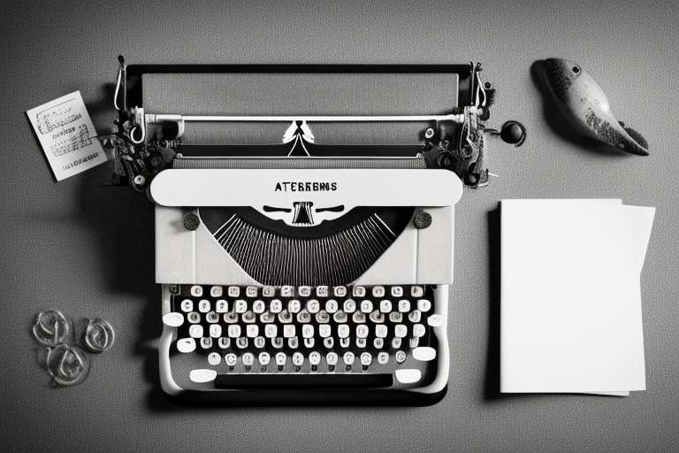 old-fashioned typewriter as its centerpiece. Positioned above the typewriter, a mischievous ghost emerges, while a hovering UFO adds an air of mystery. tattoo idea