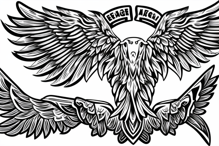 chest tattoo. an eagle with spread wings and with a formidable wise look. Wings and paws are visible. bright eyes. tattoo idea