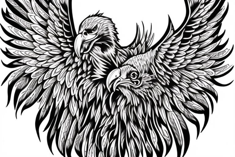 chest tattoo. an eagle with spread wings and with a formidable wise look. Wings and paws are visible. bright eyes. tattoo idea