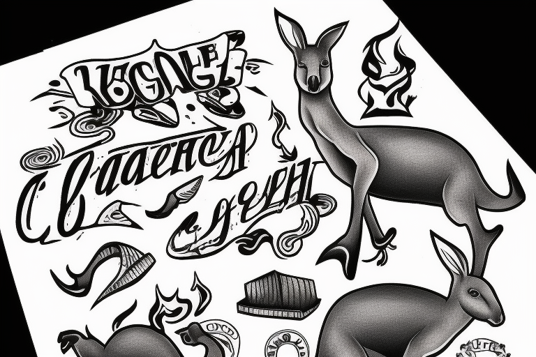 Hand draw kangaroostyle sketch tattoo Royalty Free Vector