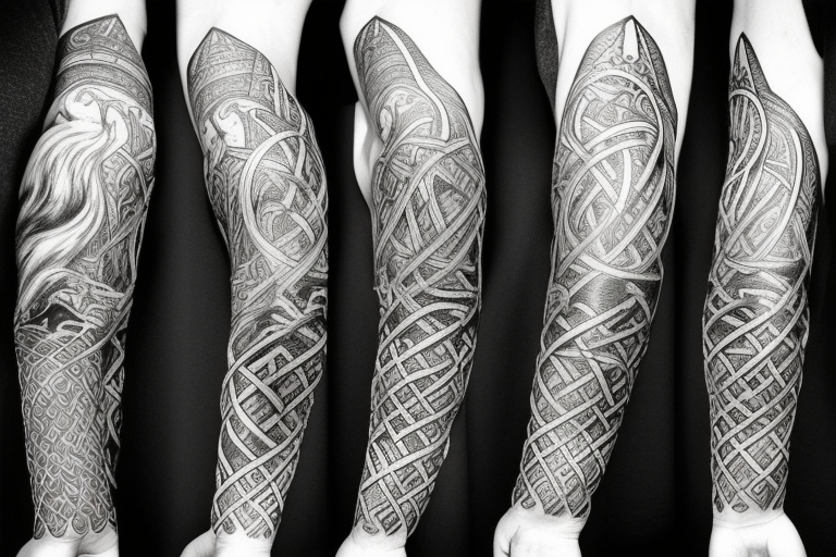 STave church in Urnes Norway 
style snake viking arm sleeve tattoo idea