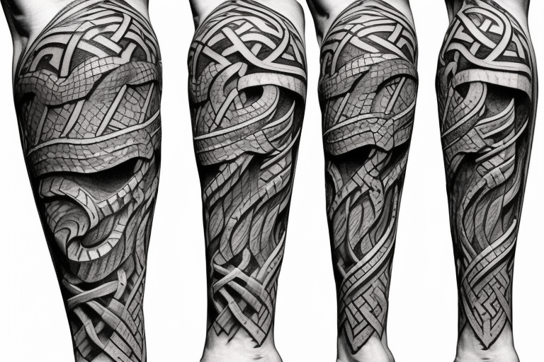 STave church in Urnes Norway Stone carving style snake viking arm sleeve tattoo idea