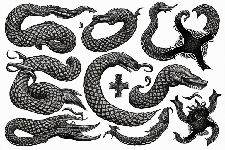 Urnes Church viking arm sleeve jormungandr  sea serpent simple tattoo idea