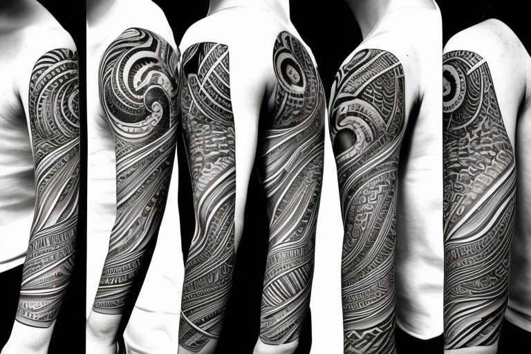 Over the shoulder and arm sleeve of Puerto Rico tattoo idea