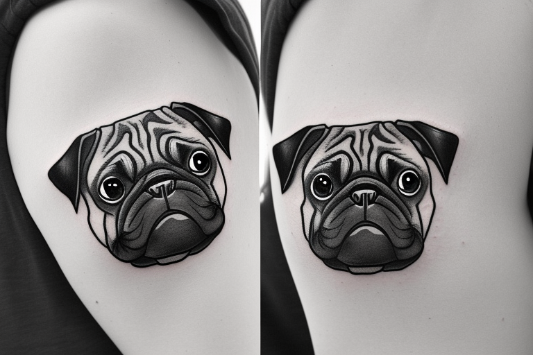 Pug in a jacket tattoo idea