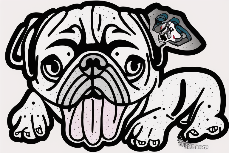 Pug in a jacket tattoo idea