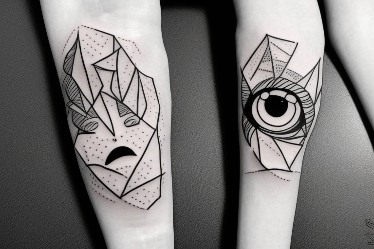 cluster of crazy simplistic pointed anime eyes tattoo idea