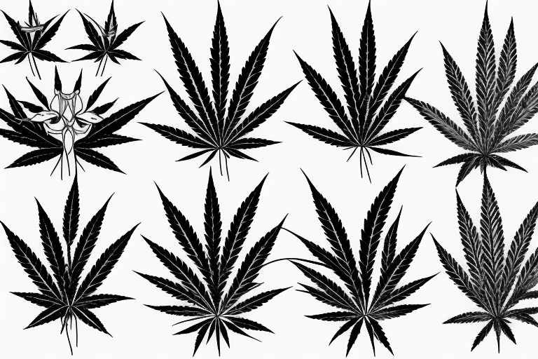 beautiful five leaf marijuana tattoo idea