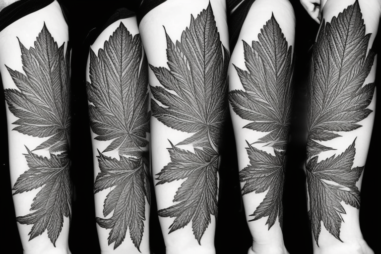 beautiful five leaf marijuana tattoo idea