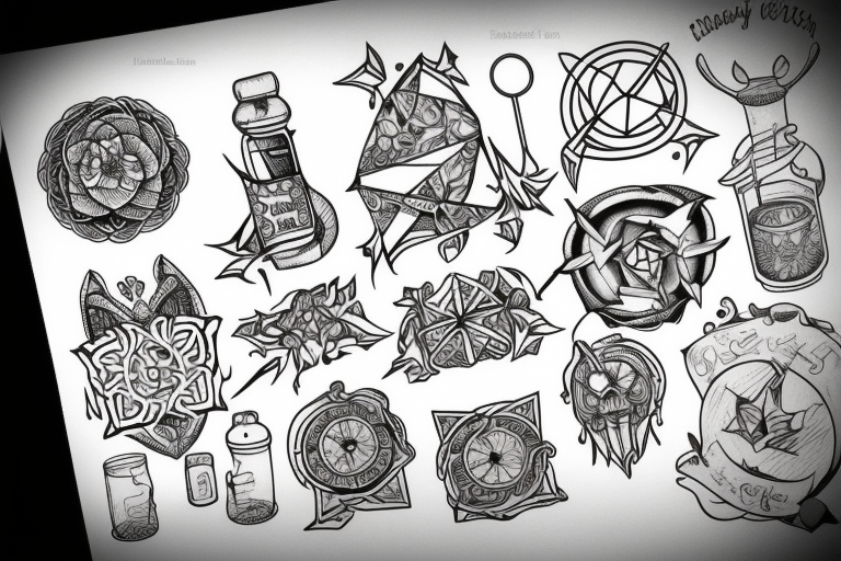 an old world alchemist distilling tattoo idea