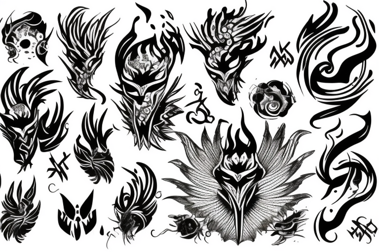 Fenix , black and with , fire , on arm , tattoo idea