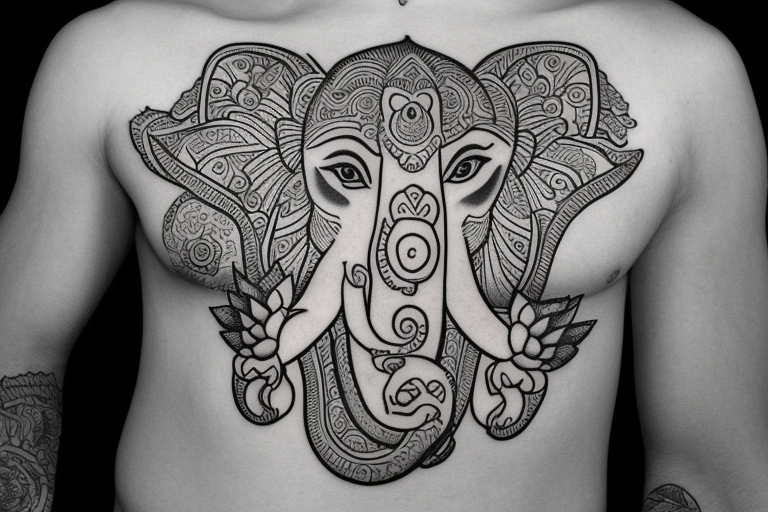Outline Ganesha Tattoo On Nape - Tattoos Designs