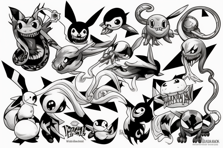 Un mélange de pikachu et de venom tattoo idea