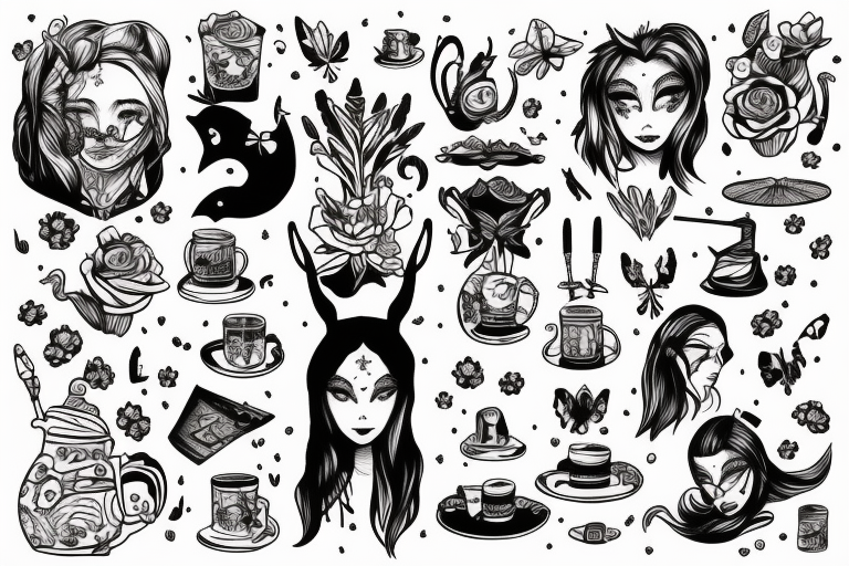 Theme Alice au pays des merveilles tattoo idea