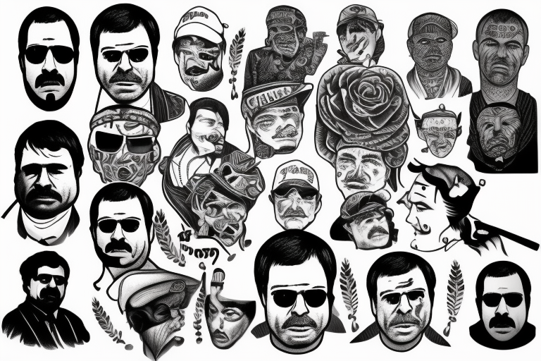 blackwork el chapo face  (multiple variations, not too big,) tattoo idea