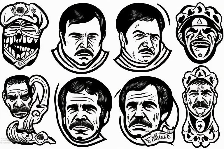 blackwork el chapo face  (multiple variations, not too big,) tattoo idea