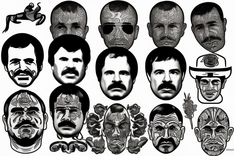 blackwork el chapo face  (multiple variations, not too big,) tattoo idea