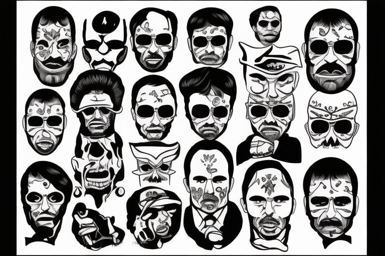 blackwork el chapo face  (multiple variations, not too big,) tattoo idea