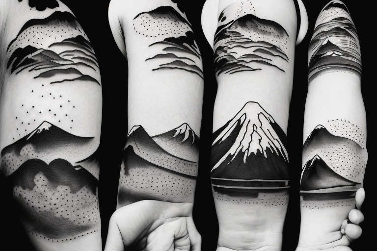 Tattoo uploaded by Mark Strong • Enso with Mt Fuji and cranes flying over  shrine. • Tattoodo